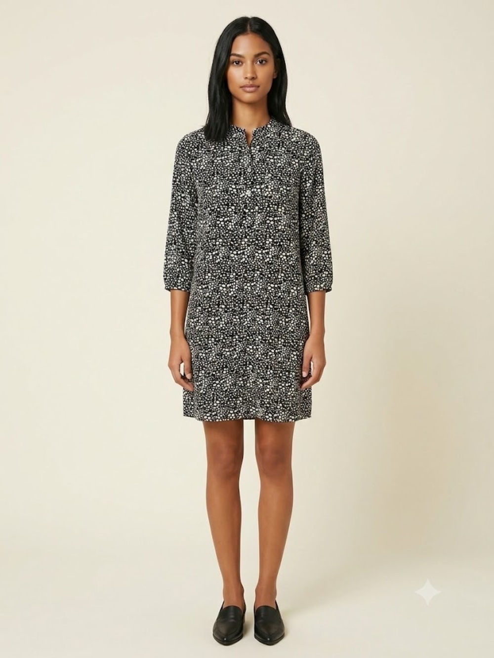 Forever 21 Black and White Long Sleeve Dot Shift Dress - Picture 1 of 4